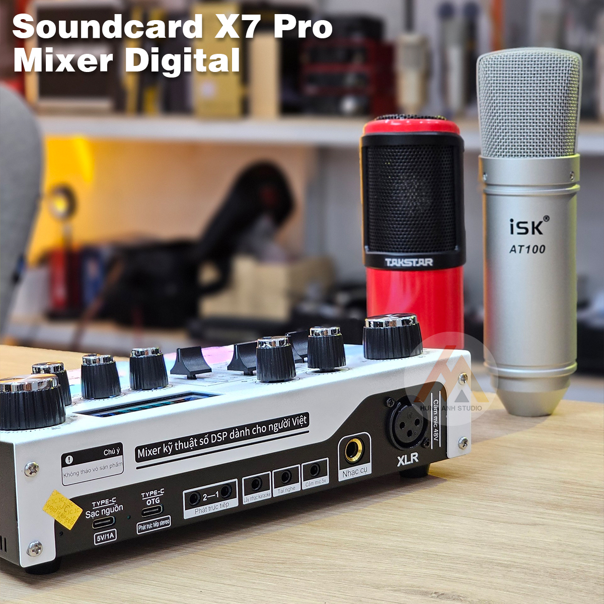 bộ mic livestream Soundcard X7 Pro & Micro At100 - hình 4