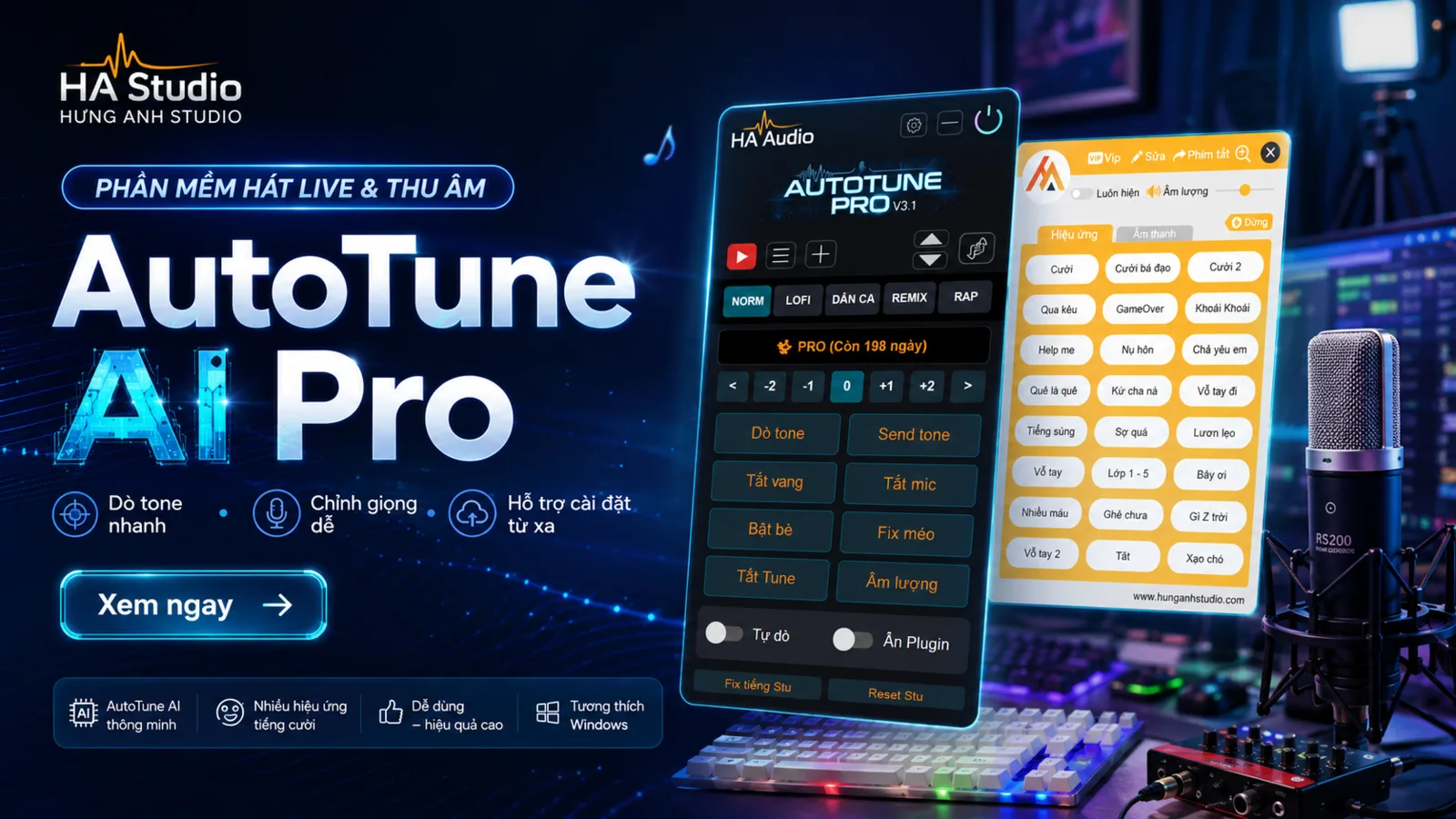 Phần mềm AutoTune AI Pro cho hát live và thu âm