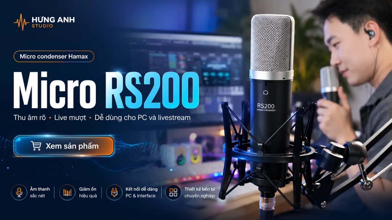 Micro RS200 thu âm và livestream chuyên nghiệp