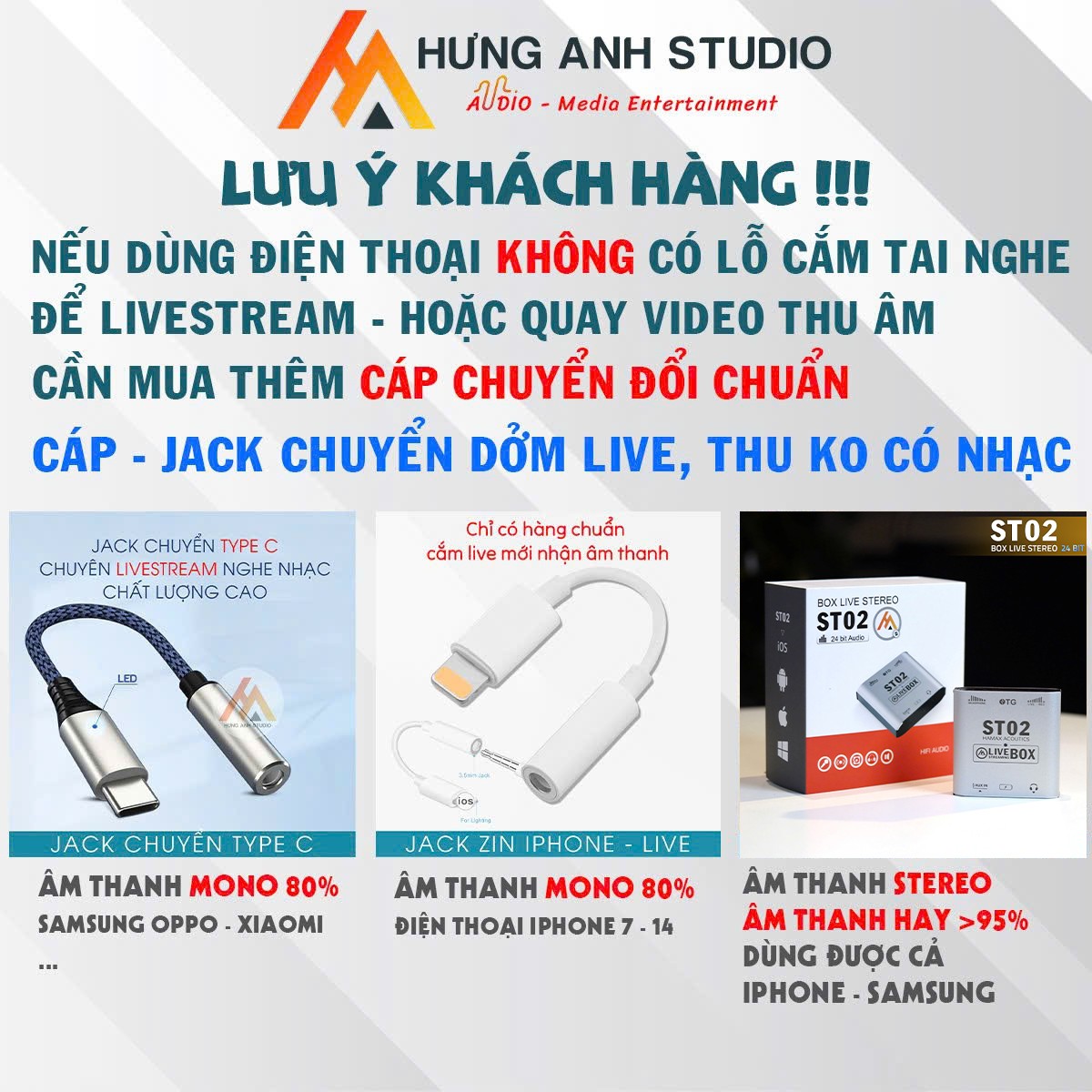 So sánh box livestream ST02 và dây jack chuyển trực tiếp