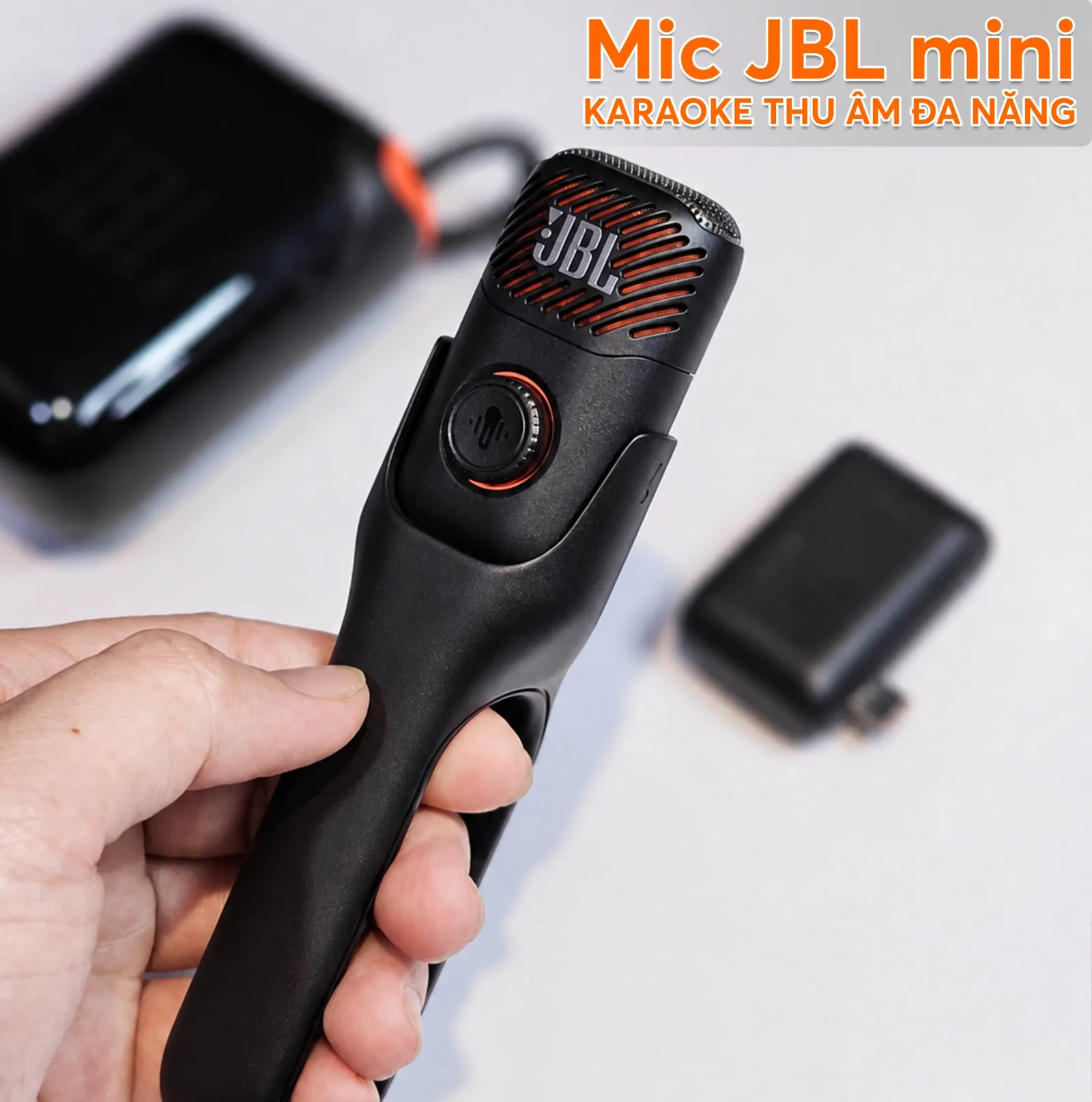 Mic JBL mini karaoke thu âm đa năng EasySing Mic Mini kèm tay cầm