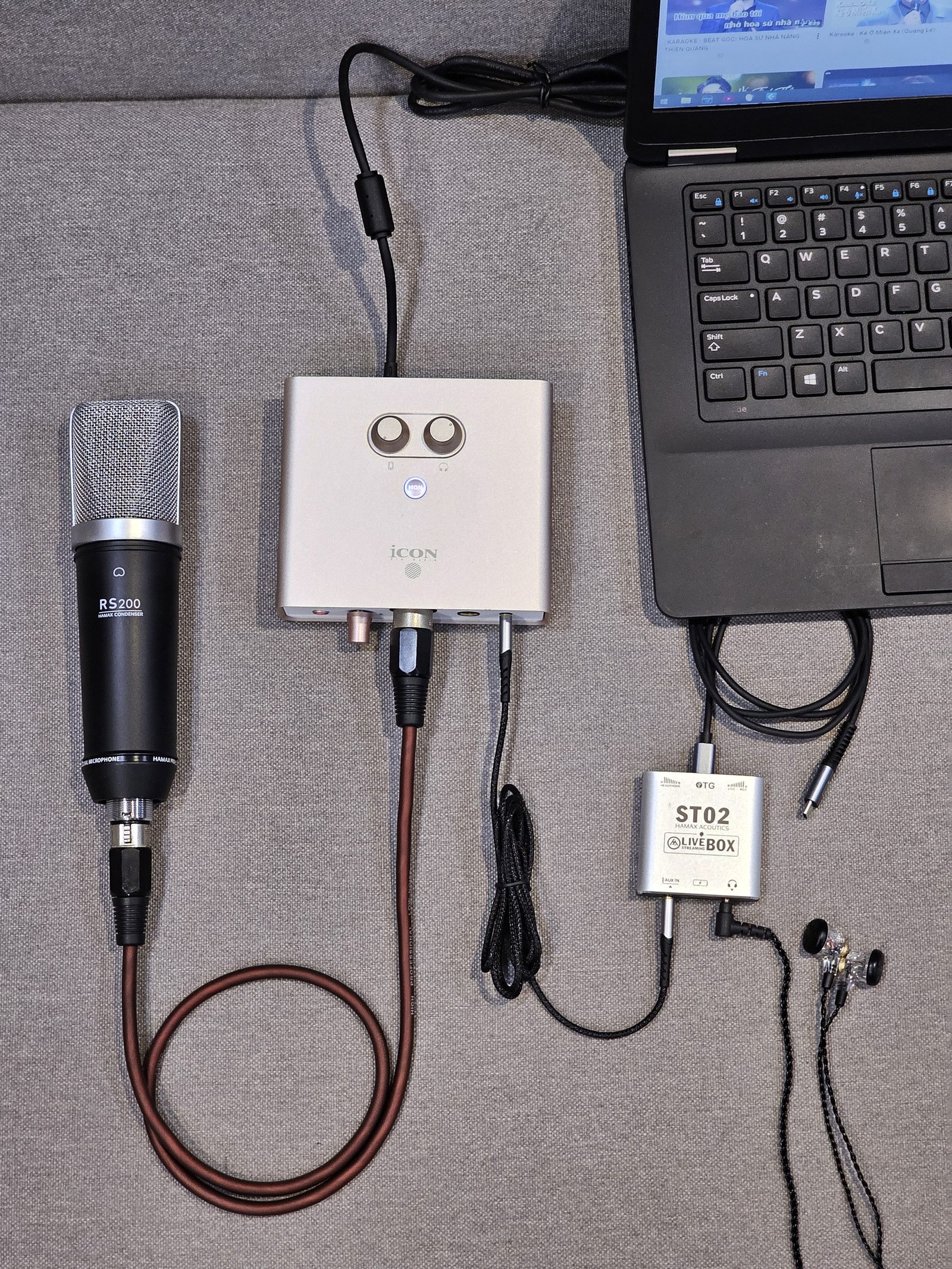 iCON Cube2Nano Dyna setup livestream Soundcard iCON Cube2Nano Dyna trong setup thu âm livestream